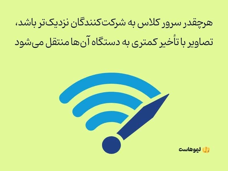 کم بودن فاصلۀ سرور با شرکت‌کنندگان کلاس یعنی کاهش پینگ و تأخیر