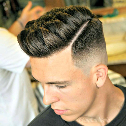 Best-Hairstyles-For-Men-Spiky-Hair-with-Hard-Part-and-Skin-Fade مدل مو پسرانه 2018