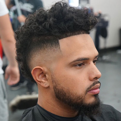 Curly-FroHawk-High-Burst-Fade-Beard مدل مو پسرانه 2018