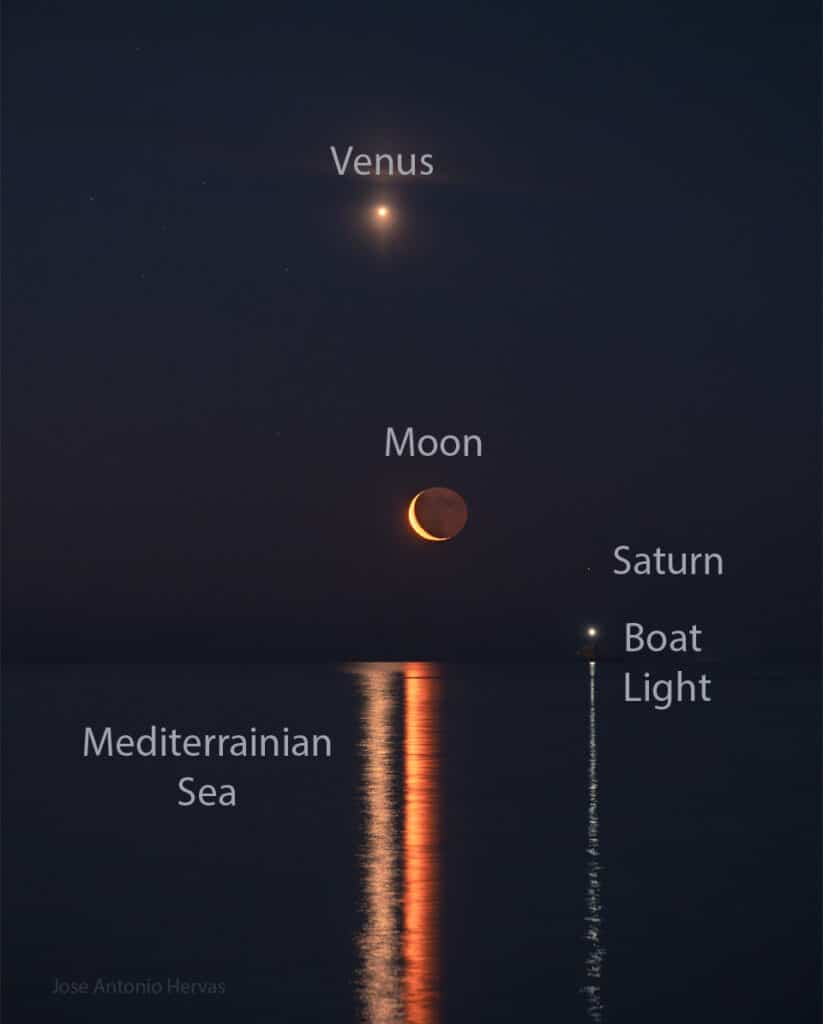 تصویر روز ناسا: خطوط نوری ماه و سیارات روی دریای مدیترانه
