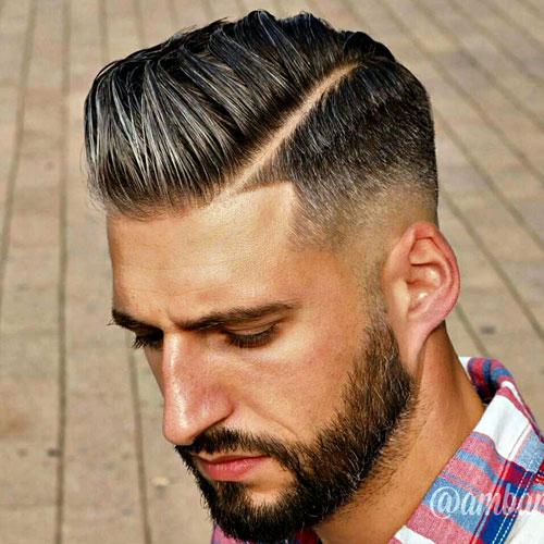 Side-Part-Comb-Over-Hard-Part-Beard مدل مو پسرانه 2018