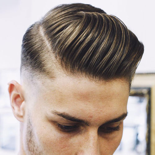 Slicked-Hard-Side-Part-High-Fade مدل مو پسرانه 2018