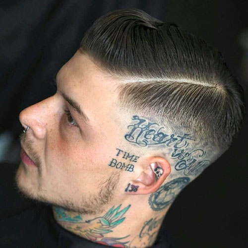 Slicked-Side-Part-High-Skin-Fade مدل مو پسرانه 2018