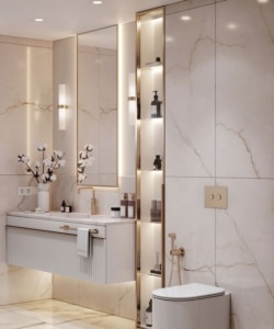 تنوع در طرح و رنگ کابینت روشویی و تاثیر آن بر دکوراسیون سرویس بهداشتی